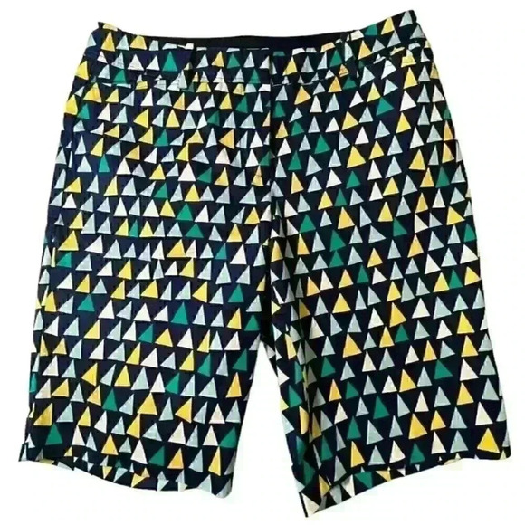 Talbots Women's Navy/Green/Yellow Triangle Perfect Shorts SIZE-4 - Picture 1 of 5